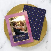 Paarse roze Waterverf & Gold Save the Date Photo