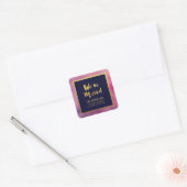 Paarse roze Waterverf Gold We hebben Adres verplaa Vierkante Sticker (Envelop)