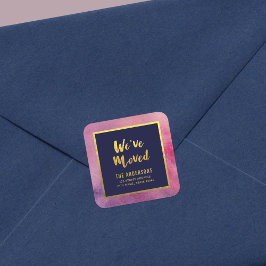 Paarse roze Waterverf Gold We hebben Adres verplaa Vierkante Sticker