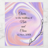 Paarse roze waterverf handbeschilderd huwelijksgew wijn etiket (Enkel label)