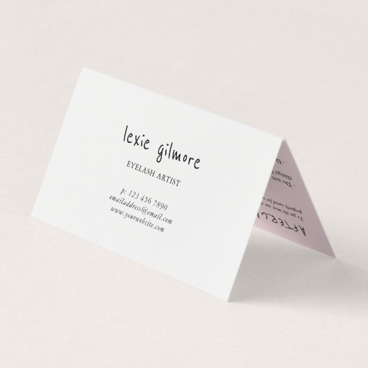Paarse Roze Waterverf Lash Artist Aftercare Visitekaartje (Achterkant)