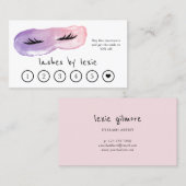 Paarse & Roze Waterverf Lash Artist Loyaliteit Visitekaartje (Voorkant / Achterkant)