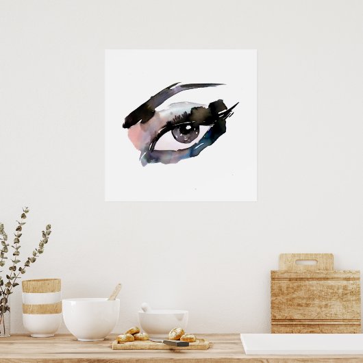 Paarse Roze Waterverf ogen wimpers make-up brandin Poster (Keuken)