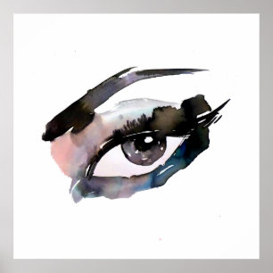 Paarse Roze Waterverf ogen wimpers make-up brandin Poster