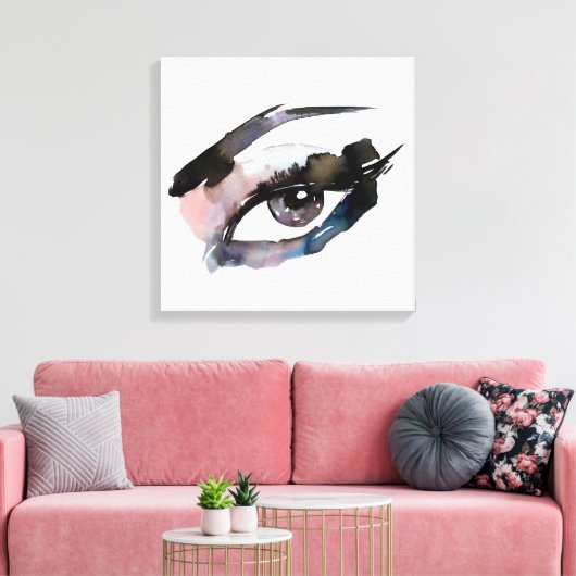 Paarse roze Waterverf ogen zweeft make-up brandmer Canvas Afdruk (Insitu (Woonkamer))