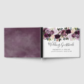 Paarse Roze Waterverf Roos Bloemenbruiloft Gastenboek (Volledig)