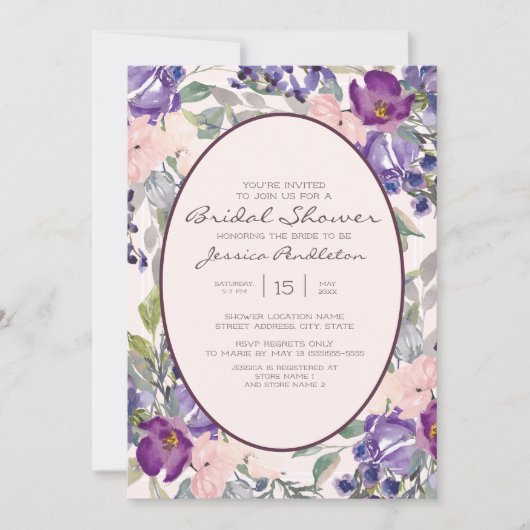 Paarse roze Waterverf Tuinbouwhout Vrijgezellenfee Kaart (Voorkant)