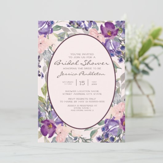 Paarse roze Waterverf Tuinbouwhout Vrijgezellenfee Kaart (Staand voorkant)