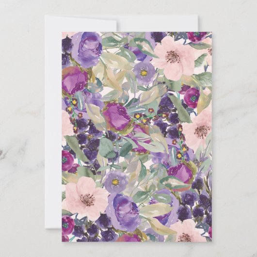 Paarse roze Waterverf Tuinbouwhout Vrijgezellenfee Kaart (Achterkant)