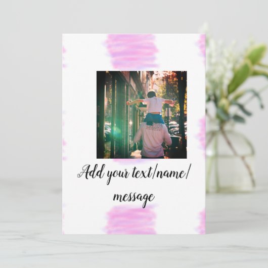 Paarse roze waterverf vader zoon papa afbeelding t kaart (Staand voorkant)
