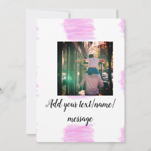 Paarse roze waterverf vader zoon papa afbeelding t kaart (Achterkant)