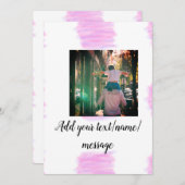 Paarse roze waterverf vader zoon papa afbeelding t kaart (Voorkant / Achterkant)