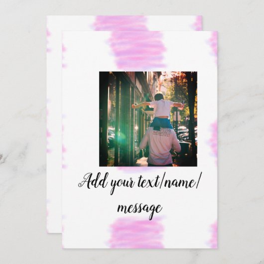 Paarse roze waterverf vader zoon papa afbeelding t kaart (Voorkant / Achterkant)