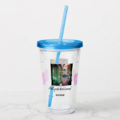 Paarse roze waterverf vader zoon vader afbeelding acryl drinkbeker (Achterkant)