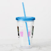 Paarse roze waterverf vader zoon vader afbeelding acryl drinkbeker (Links)