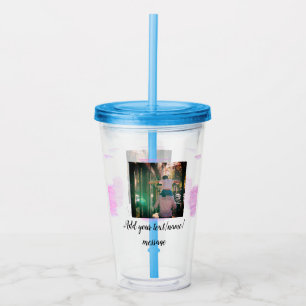 Paarse roze waterverf vader zoon vader afbeelding  acryl drinkbeker