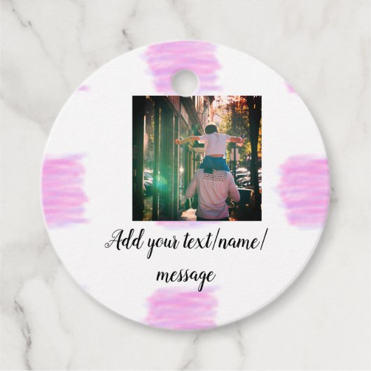 Paarse roze waterverf vader zoon vader afbeelding  bedankjes labels (Voorkant)