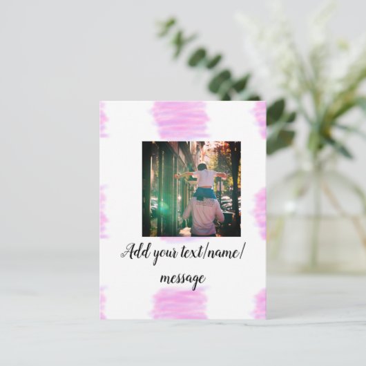 Paarse roze waterverf vader zoon vader afbeelding  briefkaart (Staand voorkant)