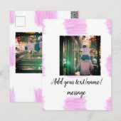 Paarse roze waterverf vader zoon vader afbeelding  briefkaart (Voorkant / Achterkant)