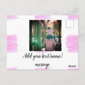 Paarse roze waterverf vader zoon vader afbeelding  briefkaart (Achterkant)