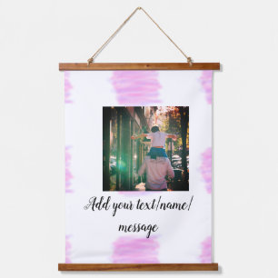 Paarse roze waterverf vader zoon vader afbeelding  hangend wandkleed