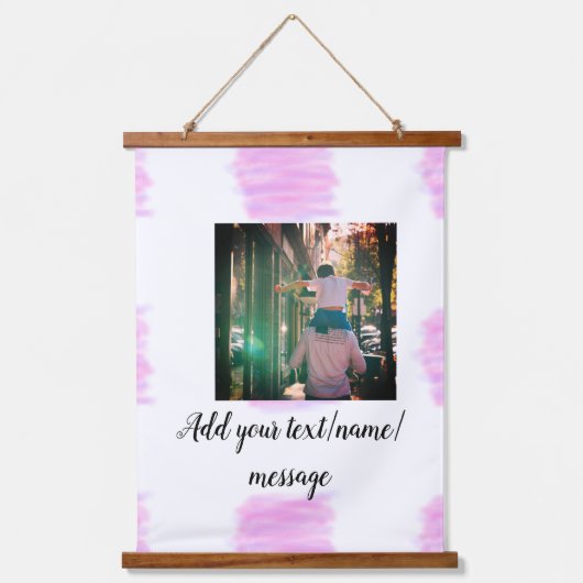 Paarse roze waterverf vader zoon vader afbeelding  hangend wandkleed (Voorkant)