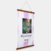 Paarse roze waterverf vader zoon vader afbeelding  hangend wandkleed (Gebogen)