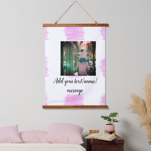 Paarse roze waterverf vader zoon vader afbeelding  hangend wandkleed (Slaapkamer)