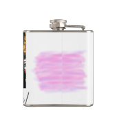 Paarse roze waterverf vader zoon vader afbeelding  heupfles (Achterkant)