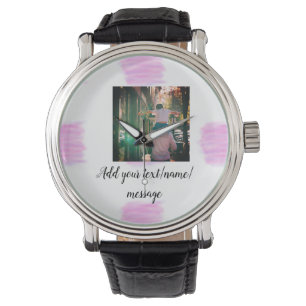Paarse roze waterverf vader zoon vader afbeelding  horloge
