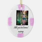 Paarse roze waterverf vader zoon vader afbeelding  keramisch ornament (Rechts)