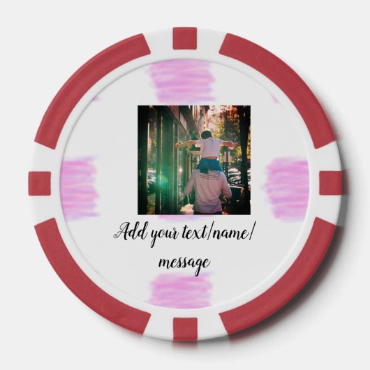 Paarse roze waterverf vader zoon vader afbeelding poker chips (Voorkant)