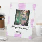 Paarse roze waterverf vader zoon vader afbeelding  reclamebord met voetstuk (Insitu)