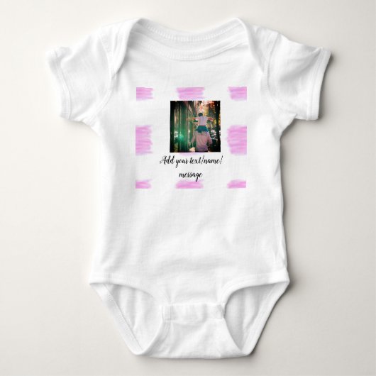 Paarse roze waterverf vader zoon vader afbeelding romper (Voorkant)