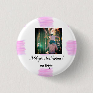 Paarse roze waterverf vader zoon vader afbeelding  ronde button 3,2 cm