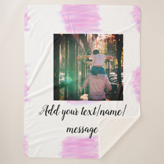 Paarse roze waterverf vader zoon vader afbeelding sherpa deken (Voorkant)