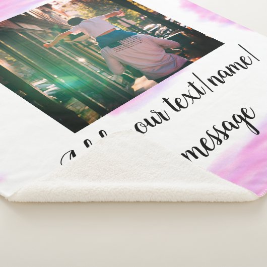 Paarse roze waterverf vader zoon vader afbeelding  sherpa deken (3/4)