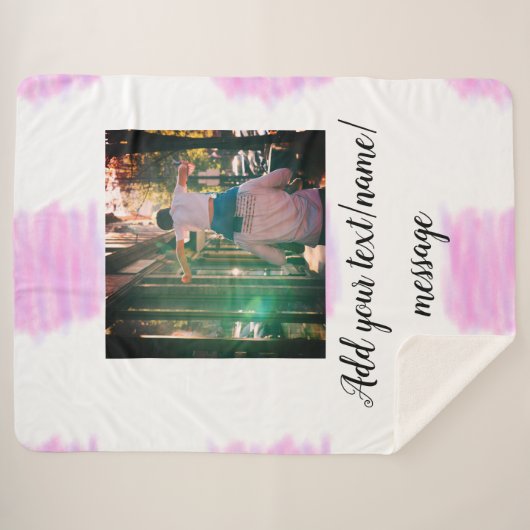 Paarse roze waterverf vader zoon vader afbeelding sherpa deken (Voorkant (horizontaal))