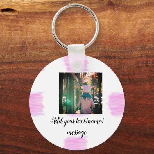 Paarse roze waterverf vader zoon vader afbeelding  sleutelhanger (Achterkant)