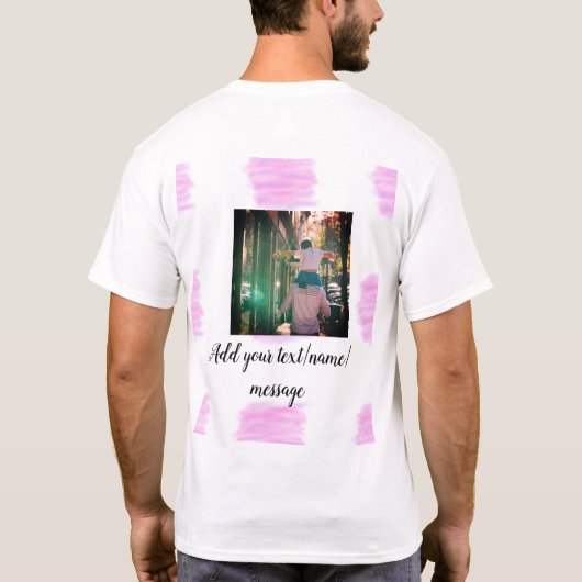 Paarse roze waterverf vader zoon vader afbeelding  t-shirt (Achterkant)