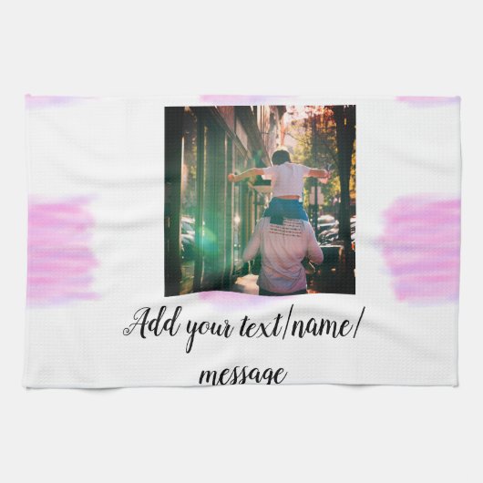 Paarse roze waterverf vader zoon vader afbeelding  theedoek (Horizontaal)