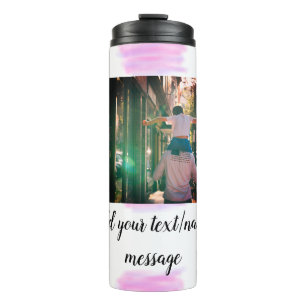 Paarse roze waterverf vader zoon vader afbeelding thermosbeker