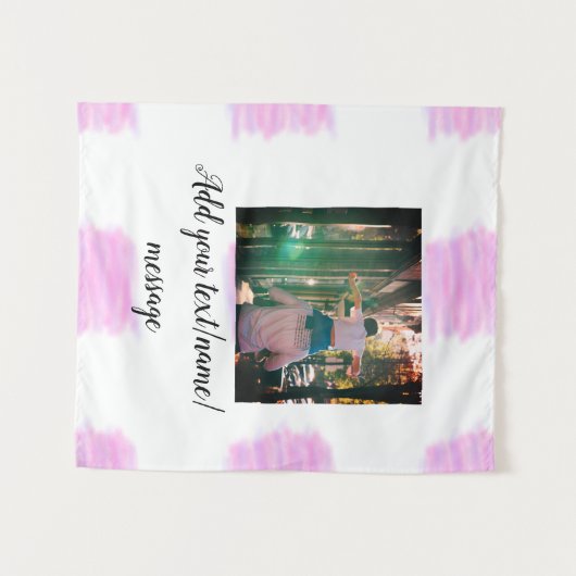 Paarse roze waterverf vader zoon vader afbeelding  wandkleed (Voorkant (horizontaal))