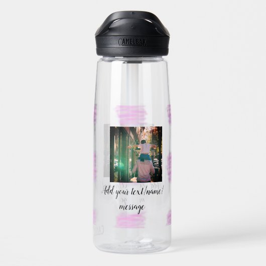 Paarse roze waterverf vader zoon vader afbeelding waterfles (Achterkant)