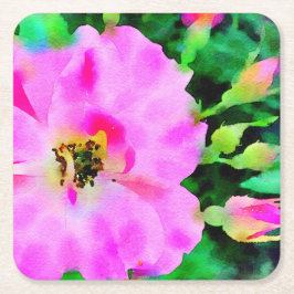 Paarse roze Waterverf van zomerse Rozen Kartonnen Onderzetters