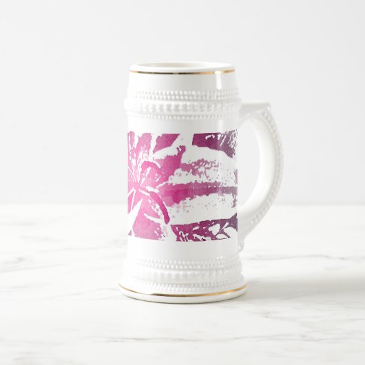 Paarse roze Waterverf ventilatorkunst Prints Bierpul (Voorkant rechts)