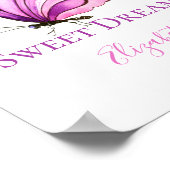 Paarse roze Waterverf vlinder neursery Wall Art Poster (Hoek)