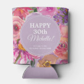 Paarse roze Waterverf Wildbloemen 30e verjaardag Blikjeskoeler (Achterkant)