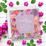 Paarse roze Waterverf Wildbloemen 60e verjaardag Kaart<br><div class="desc">Elegant botanisch paars en roze floral op roze vierkant verrassing 60e verjaardag uitnodiging. Tekst,  lettertype,  tekengrootte en kleur zijn volledig aanpasbaar,  zodat deze kaart volledig aan uw behoeften kan worden aangepast.</div>