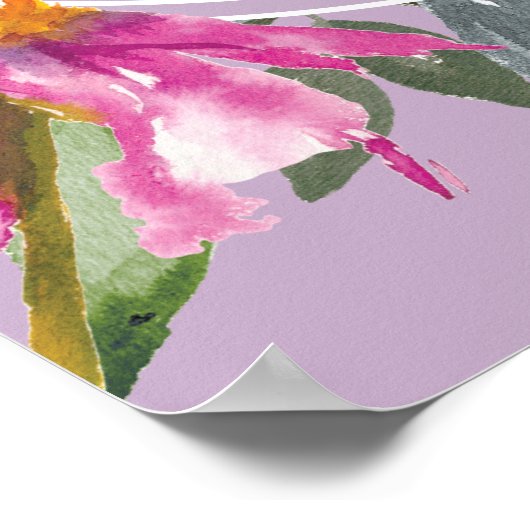 Paarse roze Waterverf Wildbloemen Fijne verjaardag Poster (Hoek)